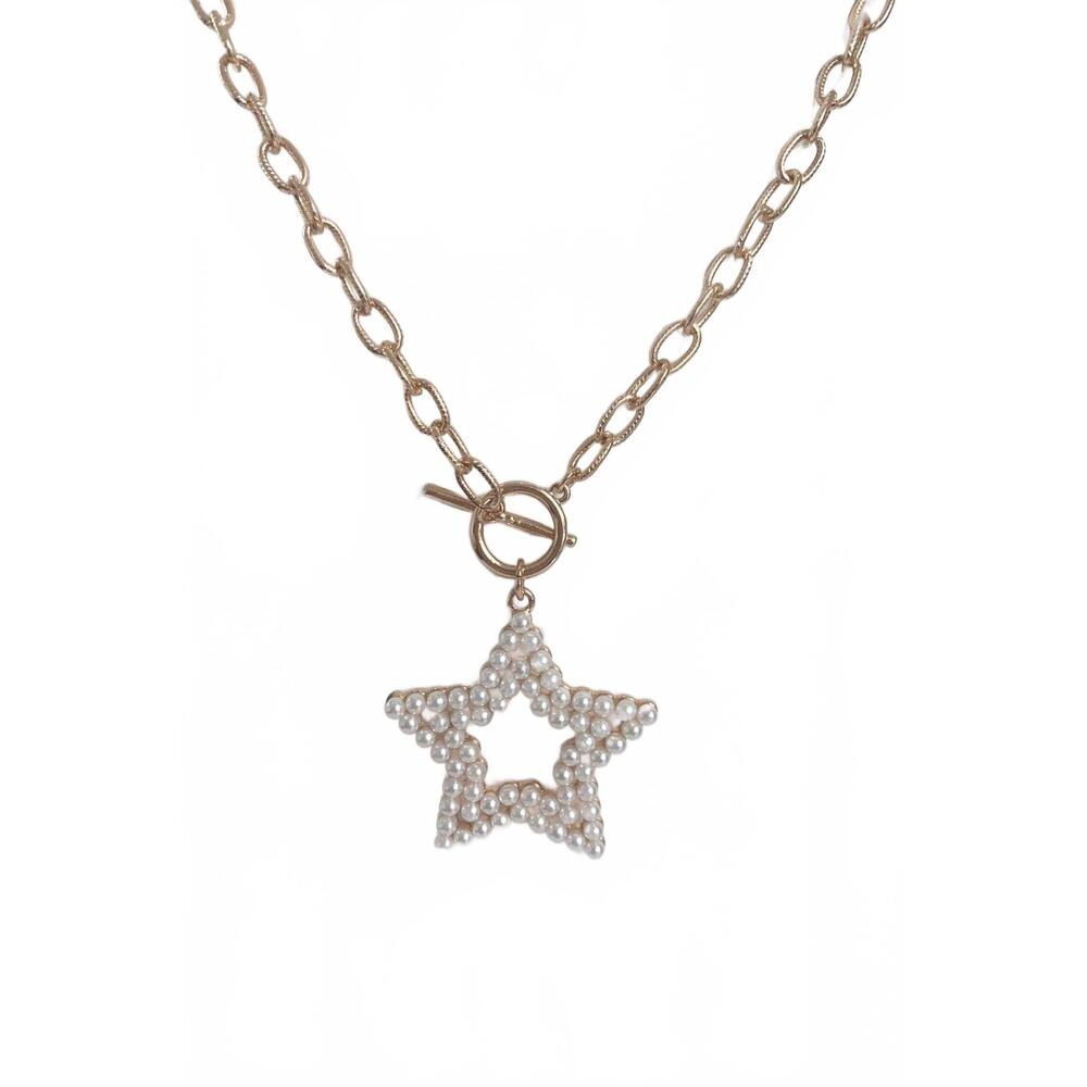 NEW MAGIC pearl texas star necklace in gold